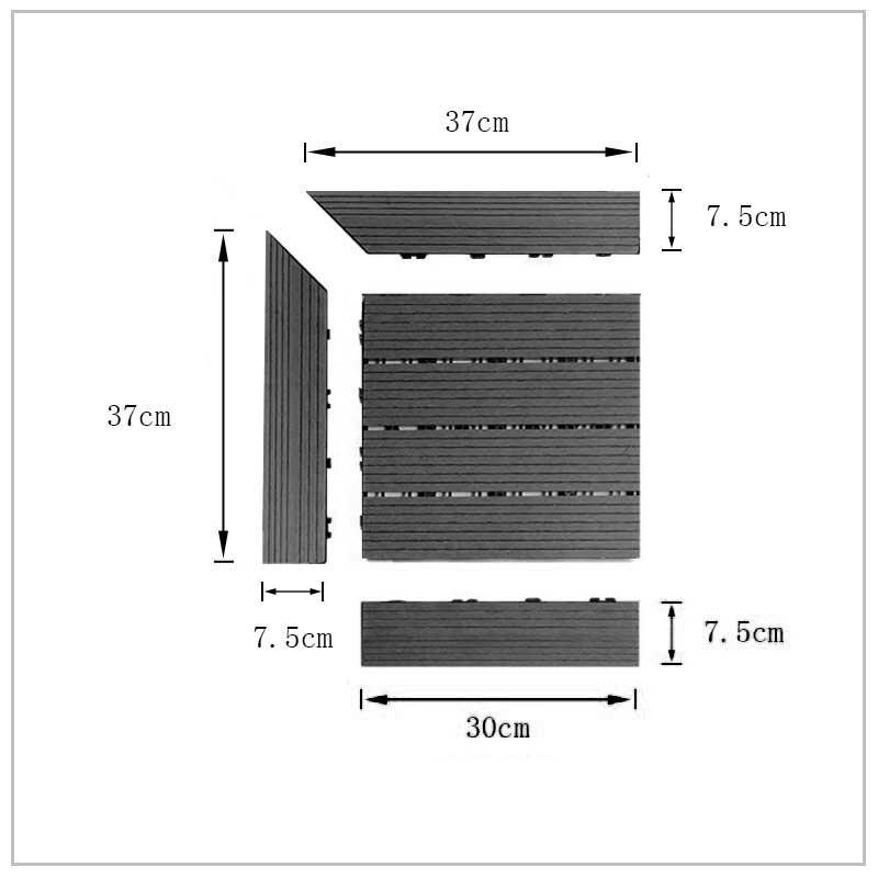 WPC Decking Tile - Edge Ramp - Charcoal – Flecor Australia