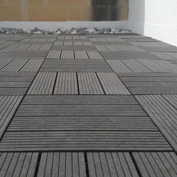 WPC Interlocking Decking Floor Tiles - Charcoal - Price/Box (0.9 SQM)