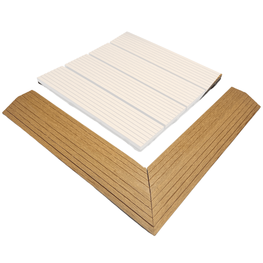 WPC Decking Tile - Corner Ramp - Natural – Flecor Australia