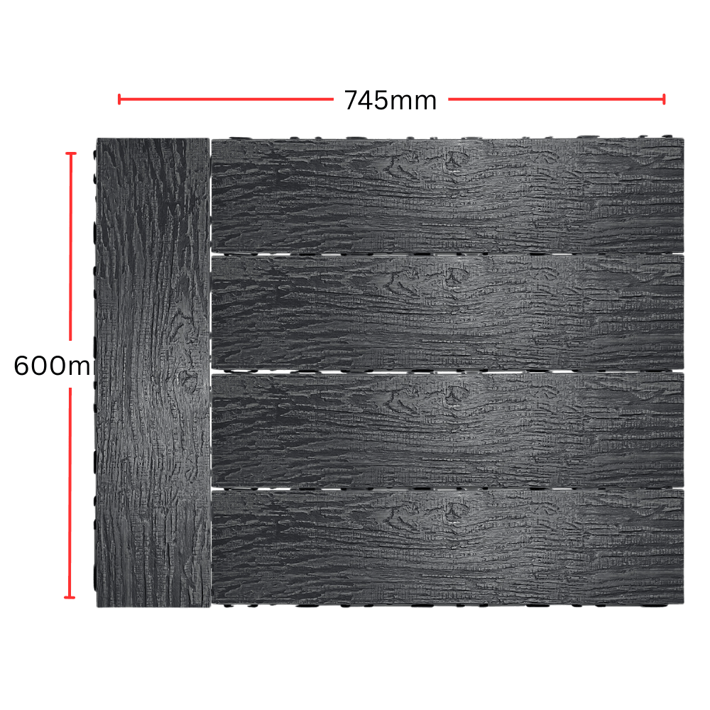 WPC Woodgrain Embossing Decking Tile - Charcoal - Price/Box (0.5 SQM ...